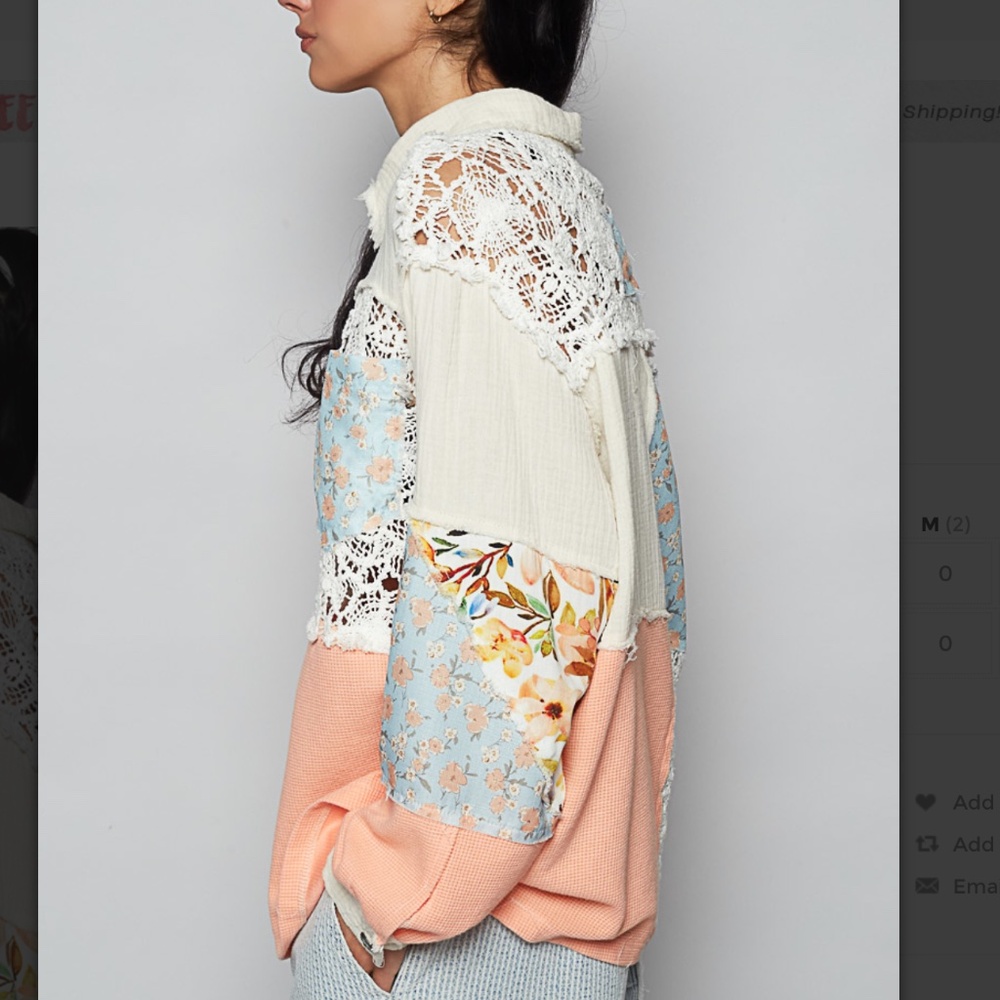 POL “ Marie 4 “ POL Double Gauze Top with Raw Edge Detail in Natural 78 - Picture 3 of 7